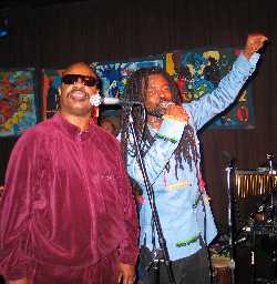 Stevie Wonder & Rocky Dawuni; photo by Cary Sullivan